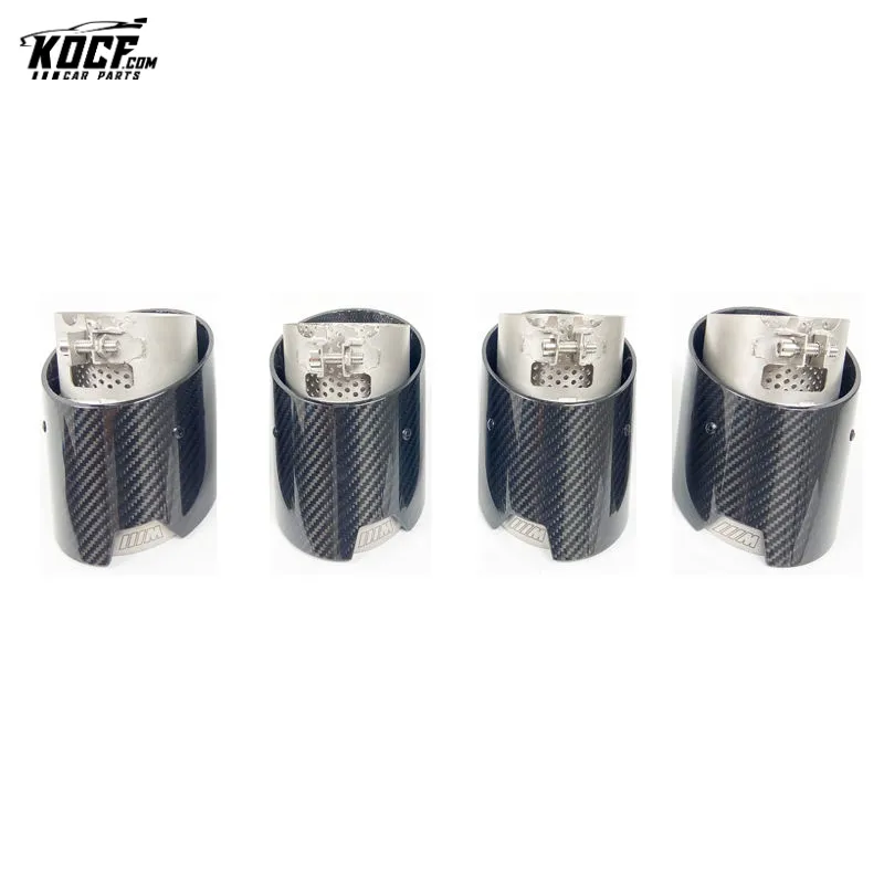 4 Pcs Carbon Fiber Exhaust tip tail ends Exhaust tip muffler tip Stainless Steel Glossy Black Fits for BMW M3 G80 M4 G82 G83