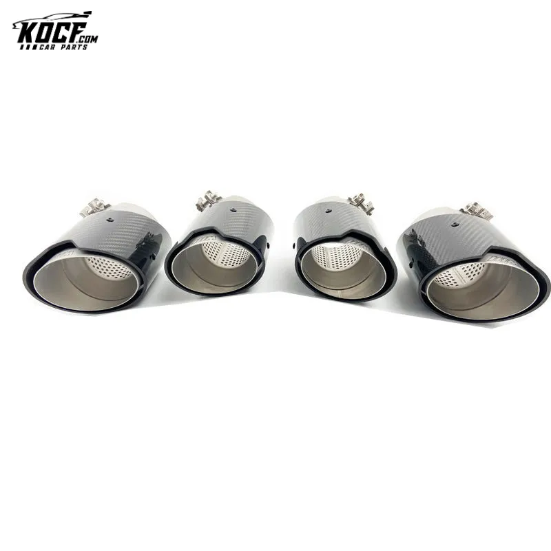4 Pcs Carbon Fiber Exhaust tip tail ends Exhaust tip muffler tip Stainless Steel Glossy Black Fits for BMW M3 G80 M4 G82 G83