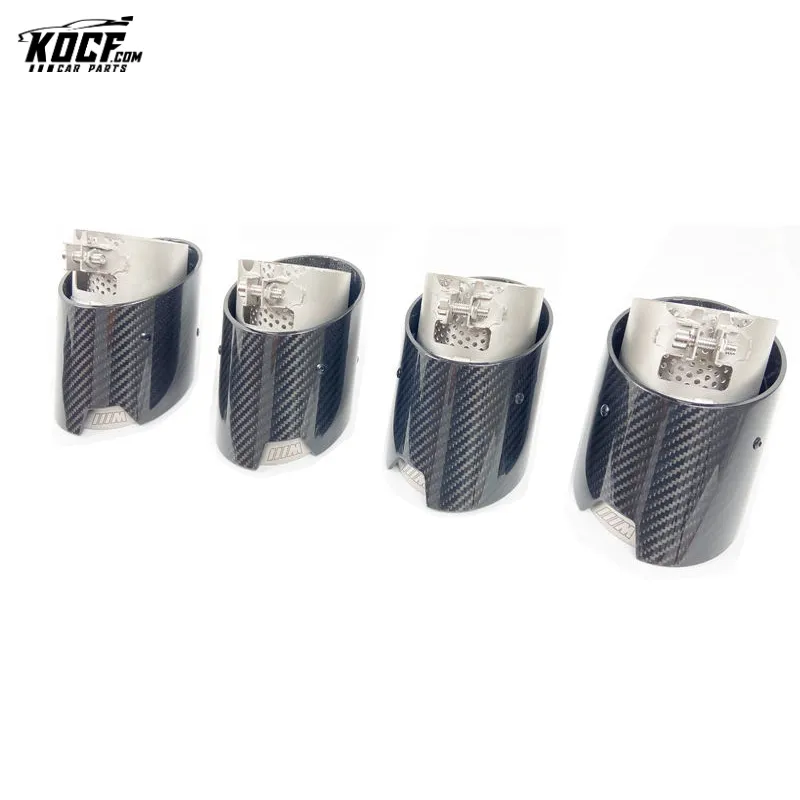 4 Pcs Carbon Fiber Exhaust tip tail ends Exhaust tip muffler tip Stainless Steel Glossy Black Fits for BMW M3 G80 M4 G82 G83
