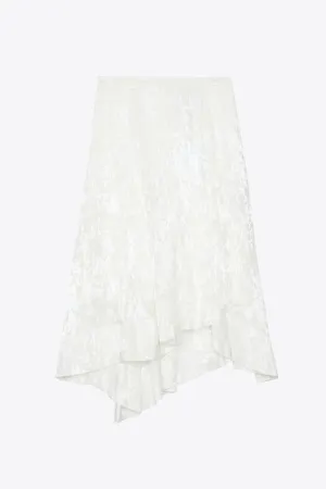 Abstract Textured Devore Asymmetric Skirt