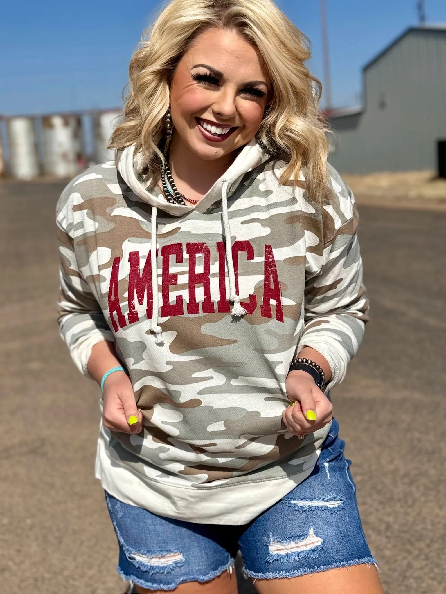 America on Camo Hooded Sweatshirt