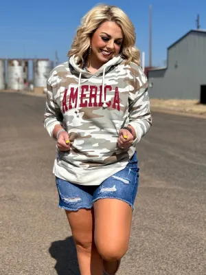 America on Camo Hooded Sweatshirt