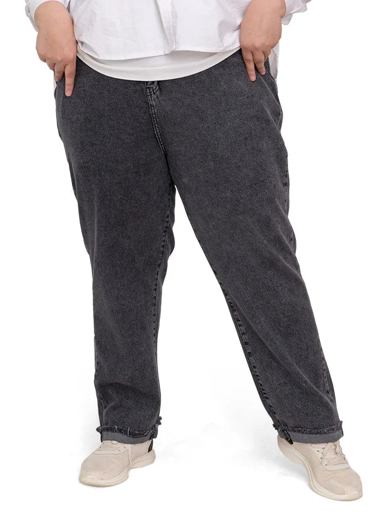 Black 2 Plus Size-Momfit Jeans
