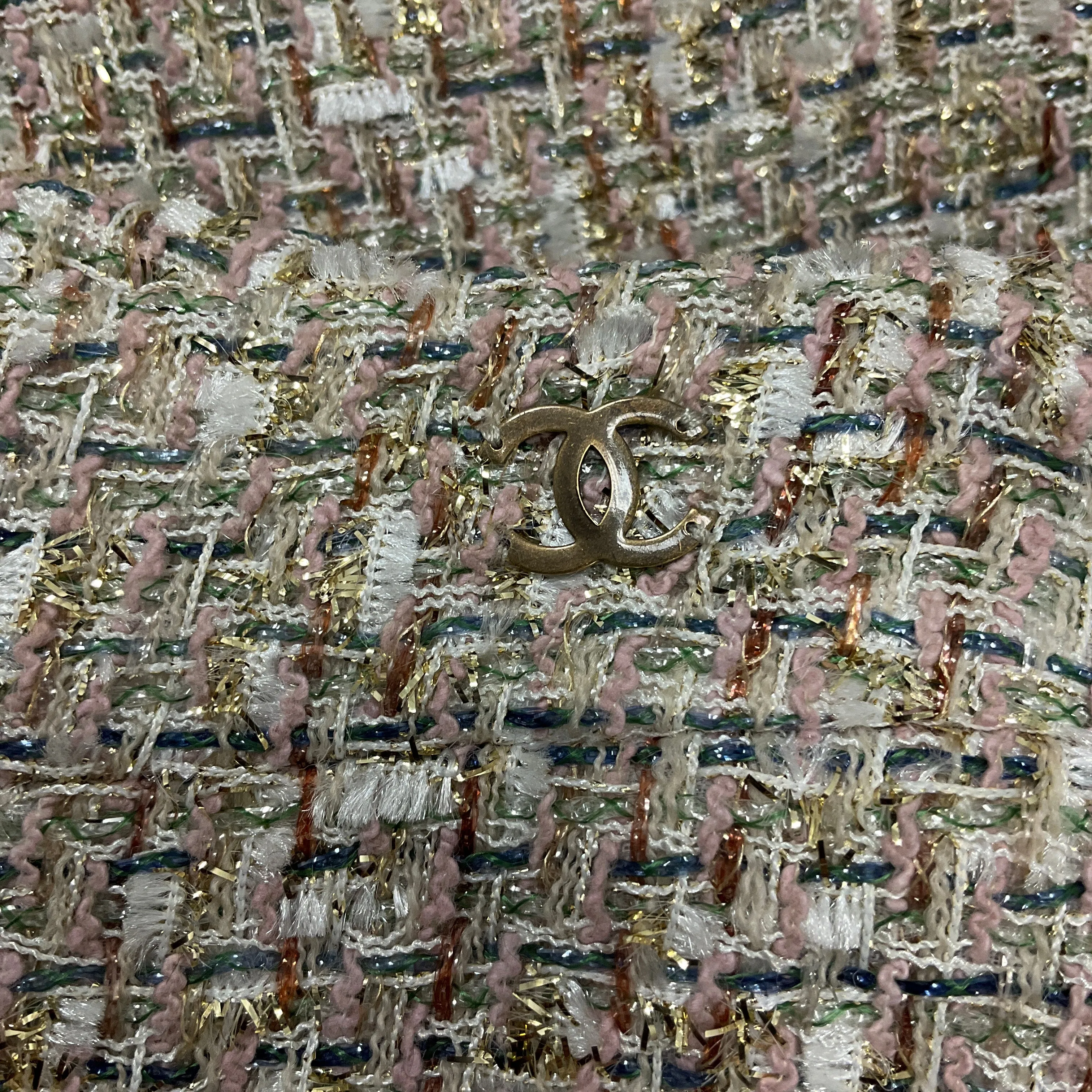Chanel Blush / Gold 2005 Tweed Skirt