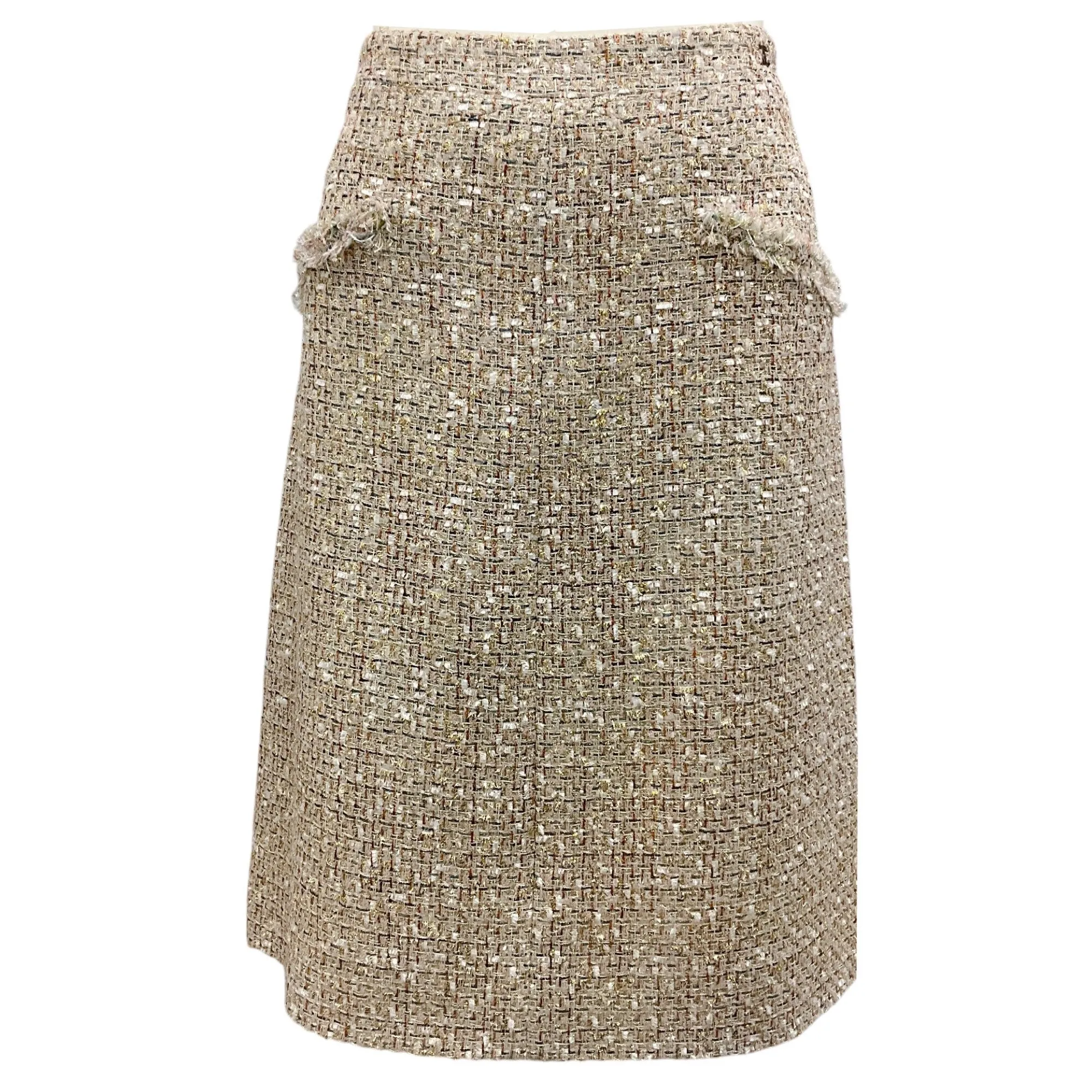 Chanel Blush / Gold 2005 Tweed Skirt