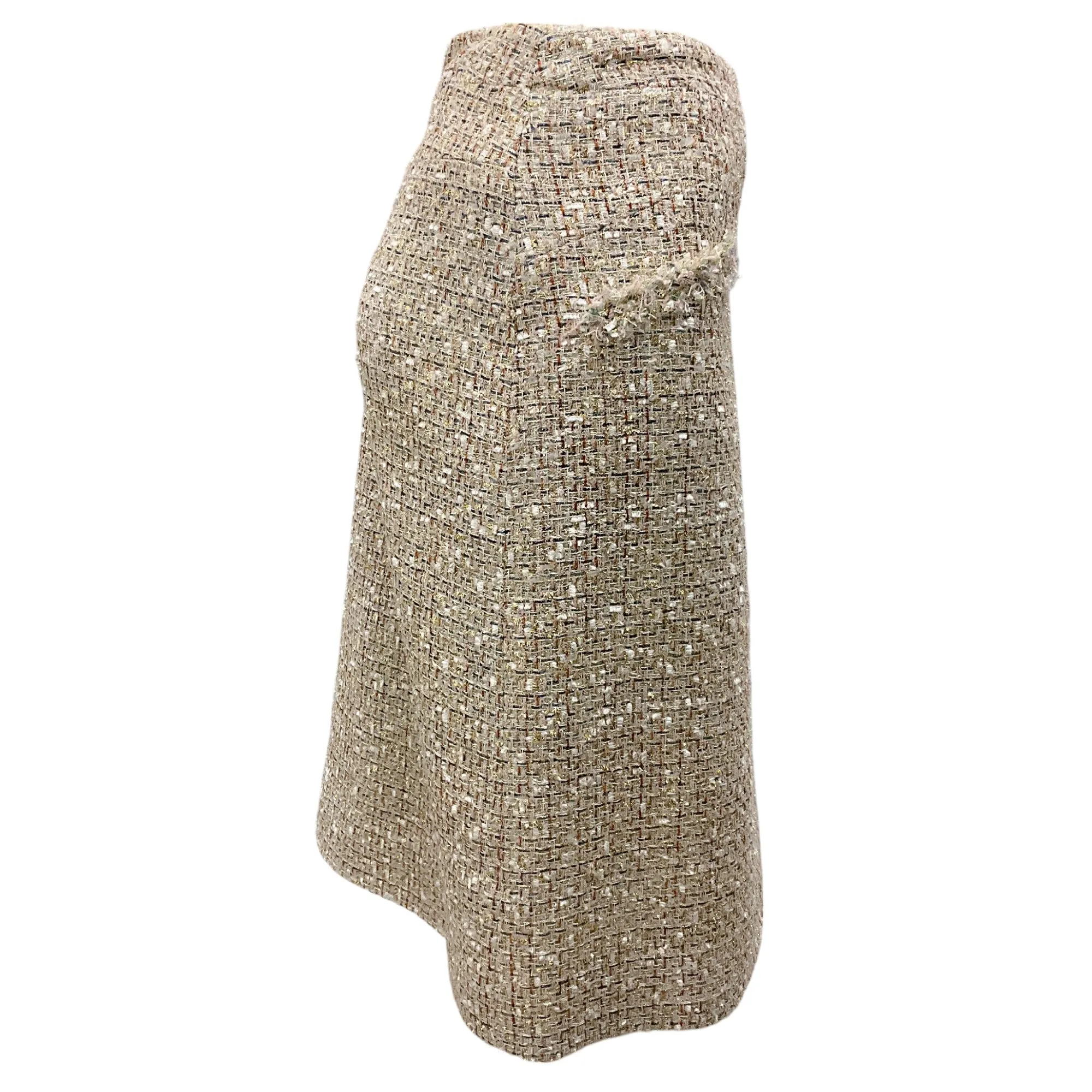 Chanel Blush / Gold 2005 Tweed Skirt