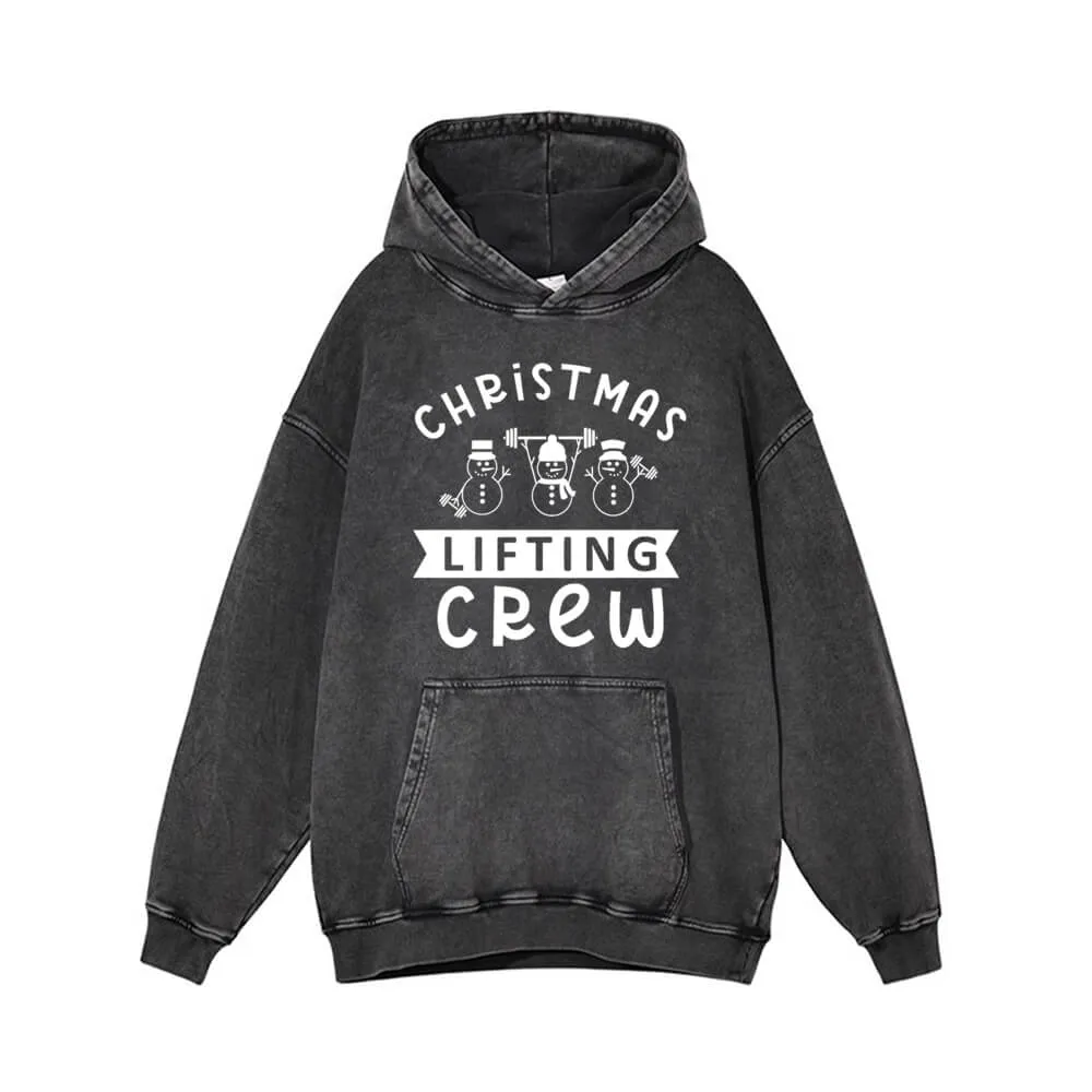 Christmas Lifting Crew Snowman Vintage Washed Hoodie
