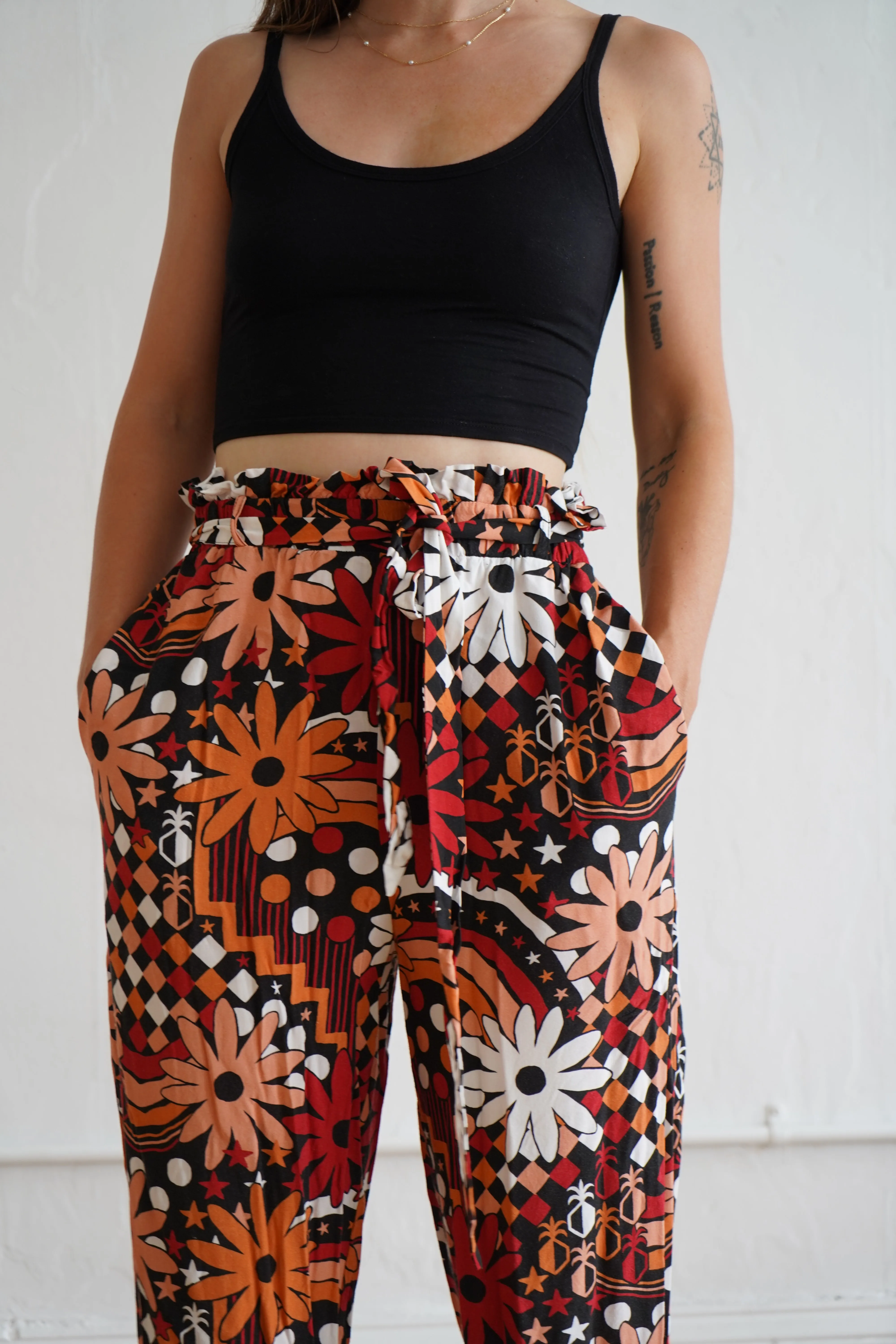 Farm Rio Warm Macro Floral Pants - M