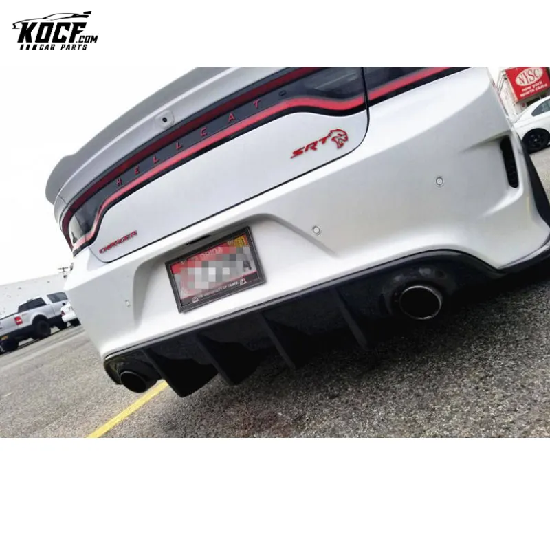 Fits 2015-21 Dodge Charger SRT HELLCAT R/T Scat Pack Genuine Carbon Fiber Rear Bumper Diffuser Lip Spoiler Glossy Black