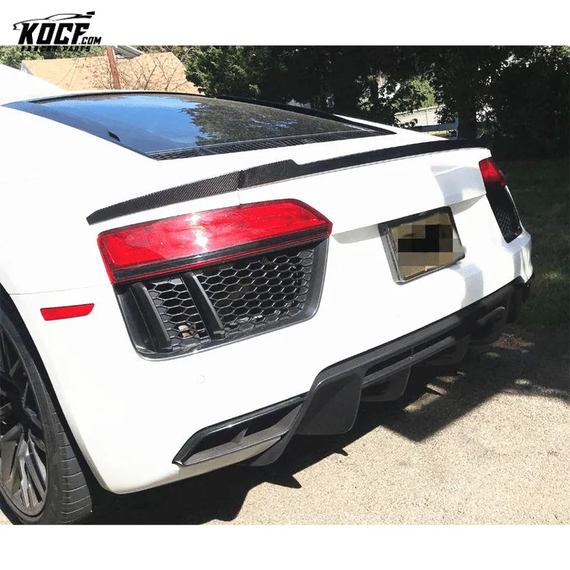 For 2017-2020 Generation 2 Audi R8 V10 Coupe 3-PC style carbon fiber rear trunklid spoiler boot spoiler