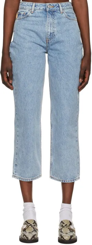 GANNI Blue Denim Classic High-Waisted Cropped Jeans