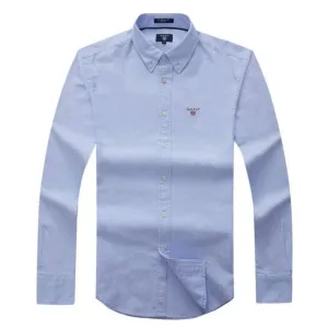 Gant Plain Men's Casual Shirt Sky Blue