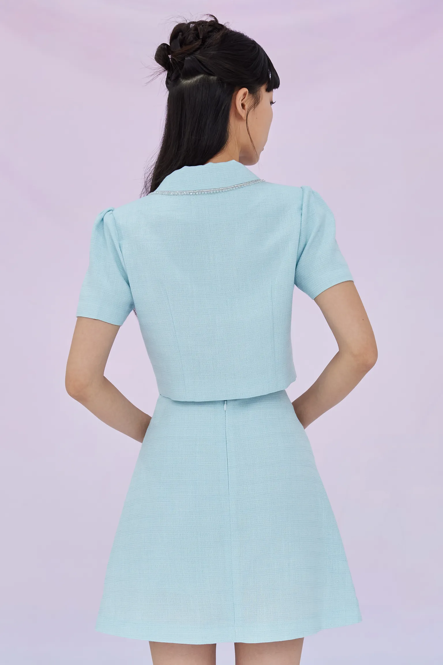 Geana Mint Tweed Cropped Top