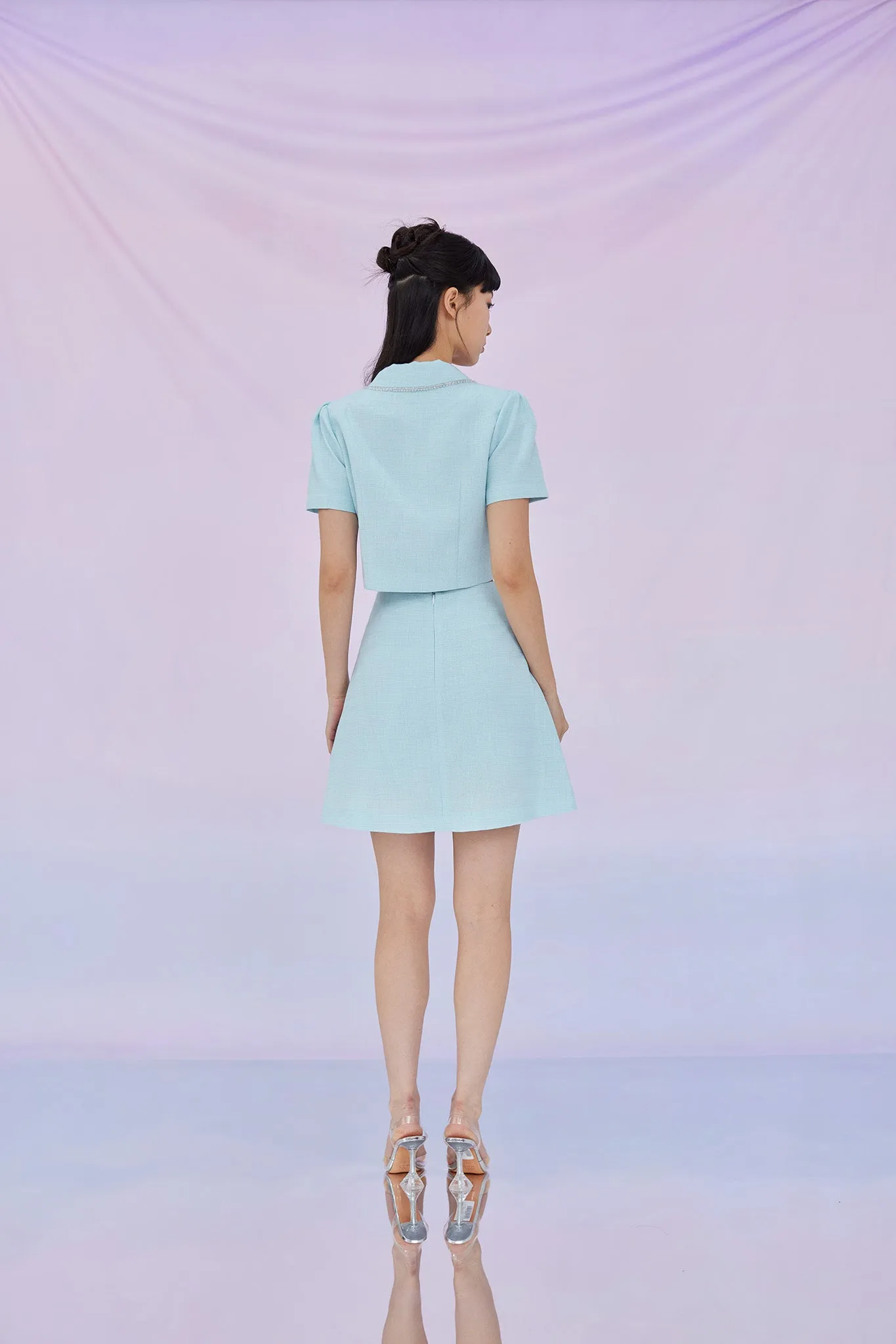 Geana Mint Tweed Cropped Top