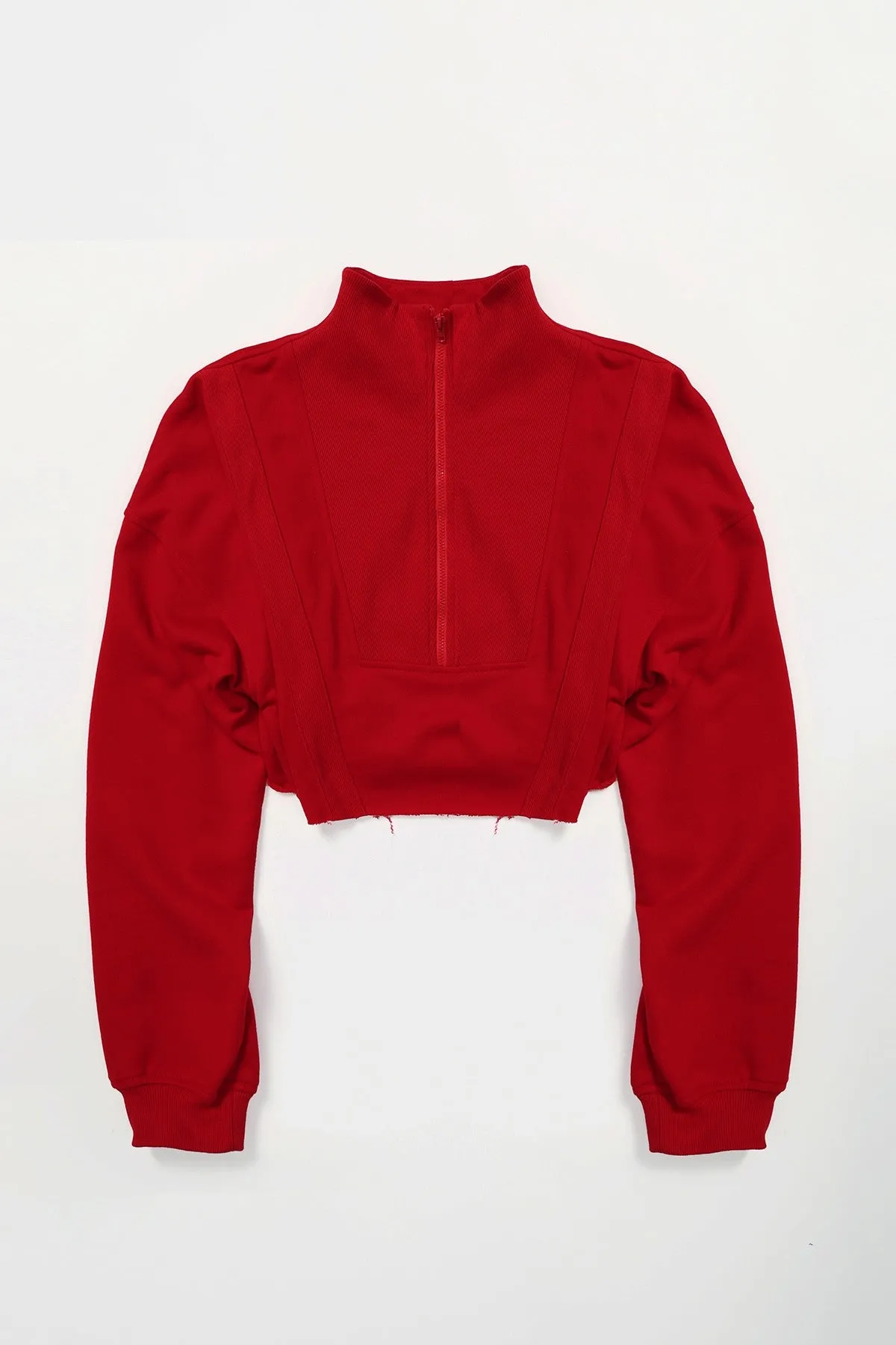 Half-Zip Cropped Sweatshirt Relaxed Fit
