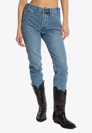 High-Rise Logo-Patch Jeans