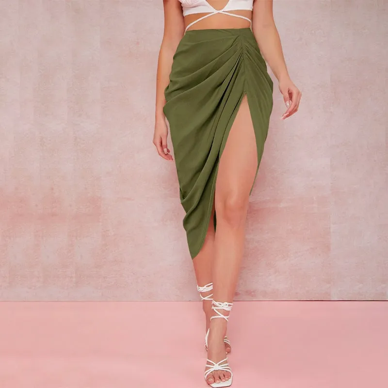High-Slit Bodycon Midi Skirt