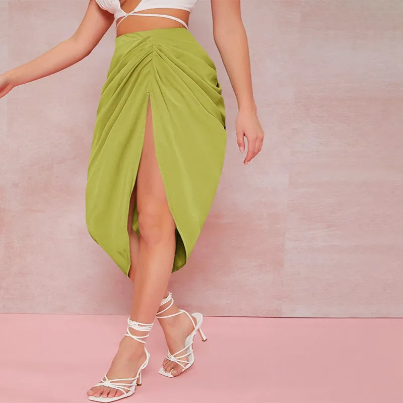 High-Slit Bodycon Midi Skirt