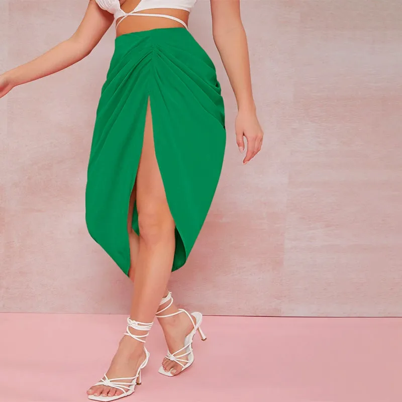 High-Slit Bodycon Midi Skirt