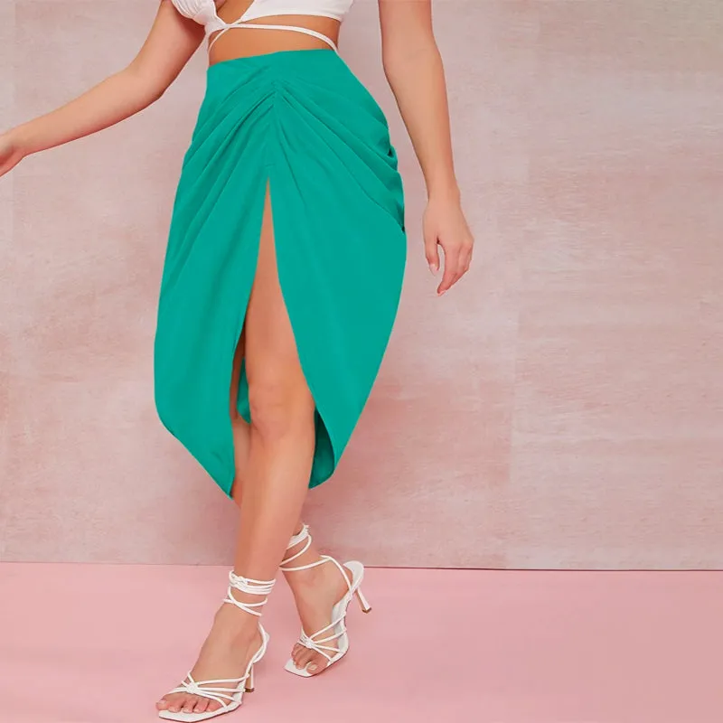 High-Slit Bodycon Midi Skirt