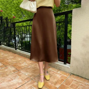 High Waist Solid A-line Skirt