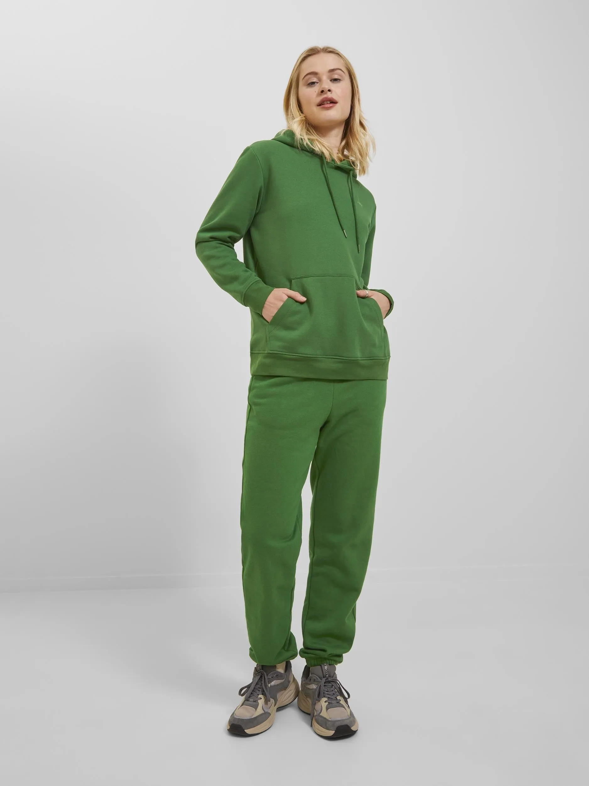 JJXX ladies Abbie Overhead Relaxed Fit Hooded Sweatshirt-GREEN