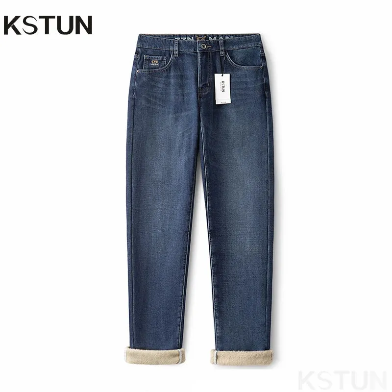 KSTUN 2024 Men Warm Jeans Thicken Fleece