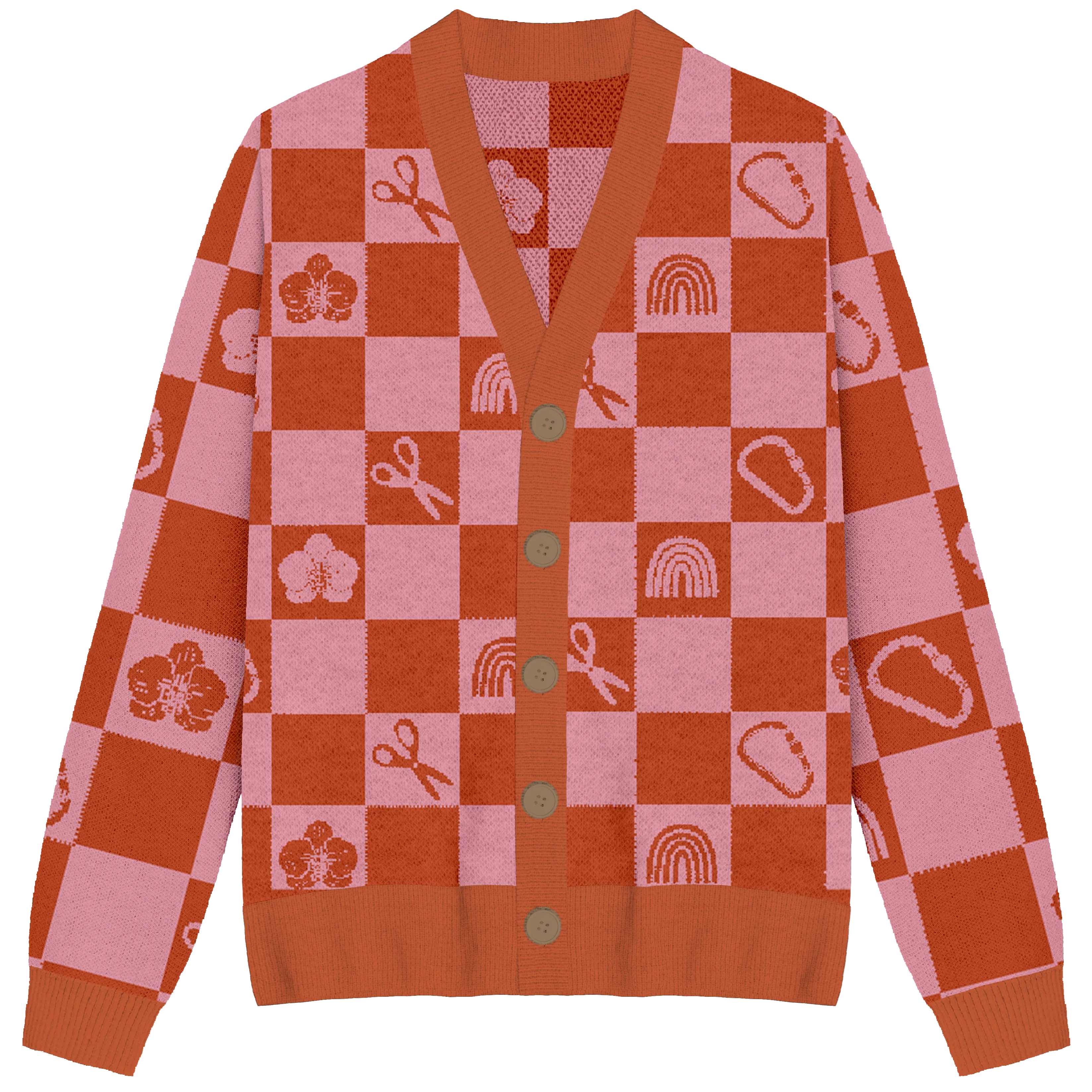 Lesbian Checkered Knit Cardigan