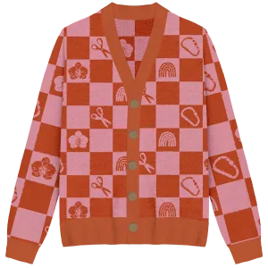 Lesbian Checkered Knit Cardigan
