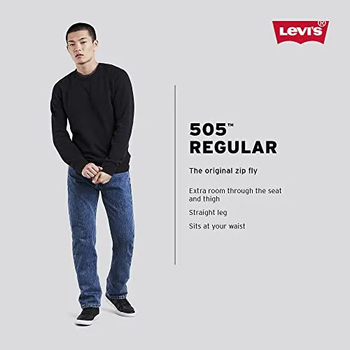 Levi's Men's 505 Regular Fit Jeans (Also Available in Big & Tall), Stonewash/Stretch, 33W x 34L