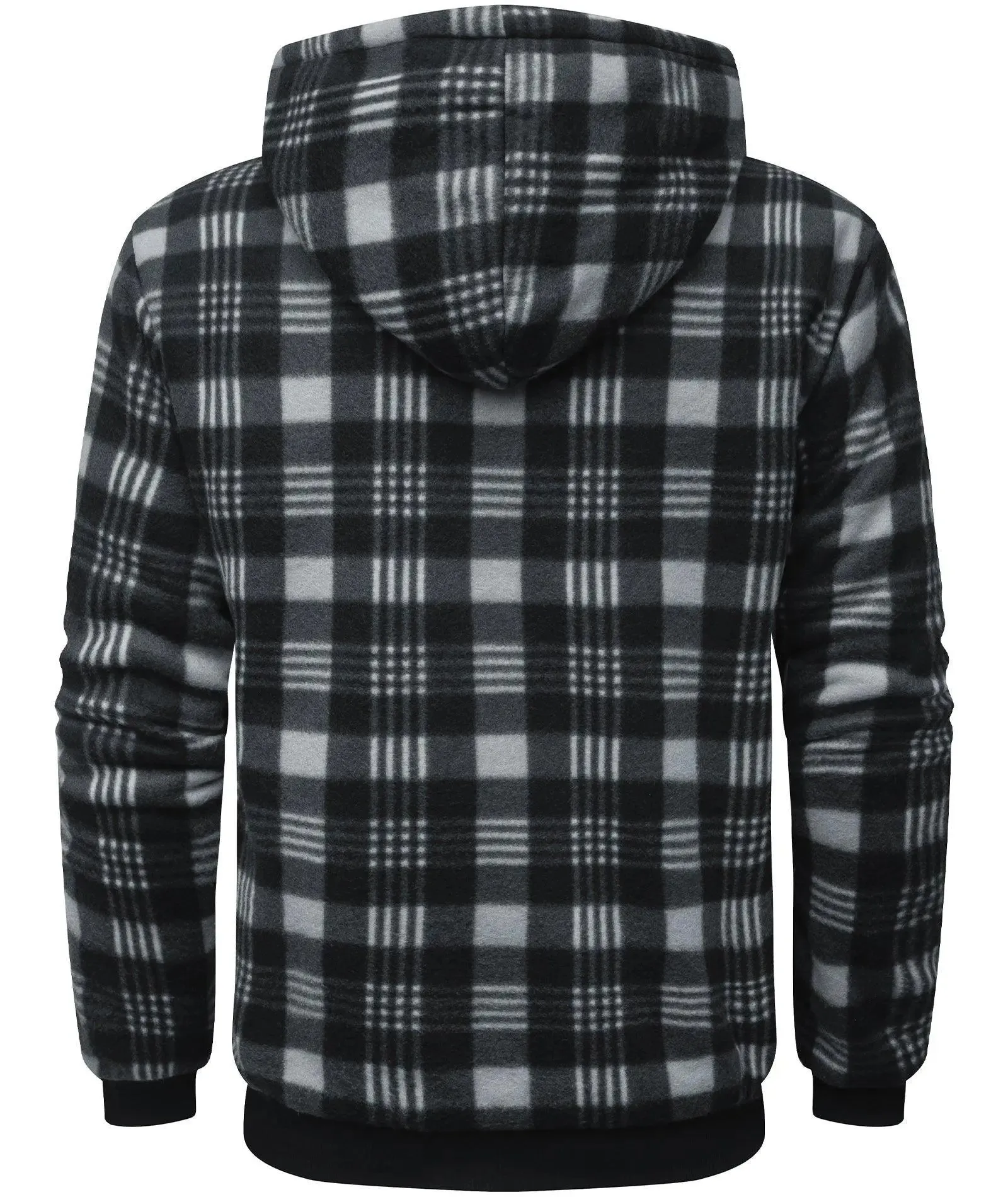 Men's Full Zipper Plaid Fleece Hoodie-ZPK005317