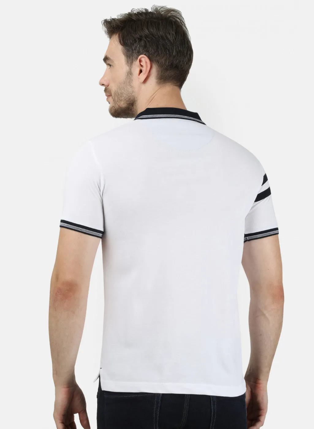 Mens White Plain Collar T-Shirts