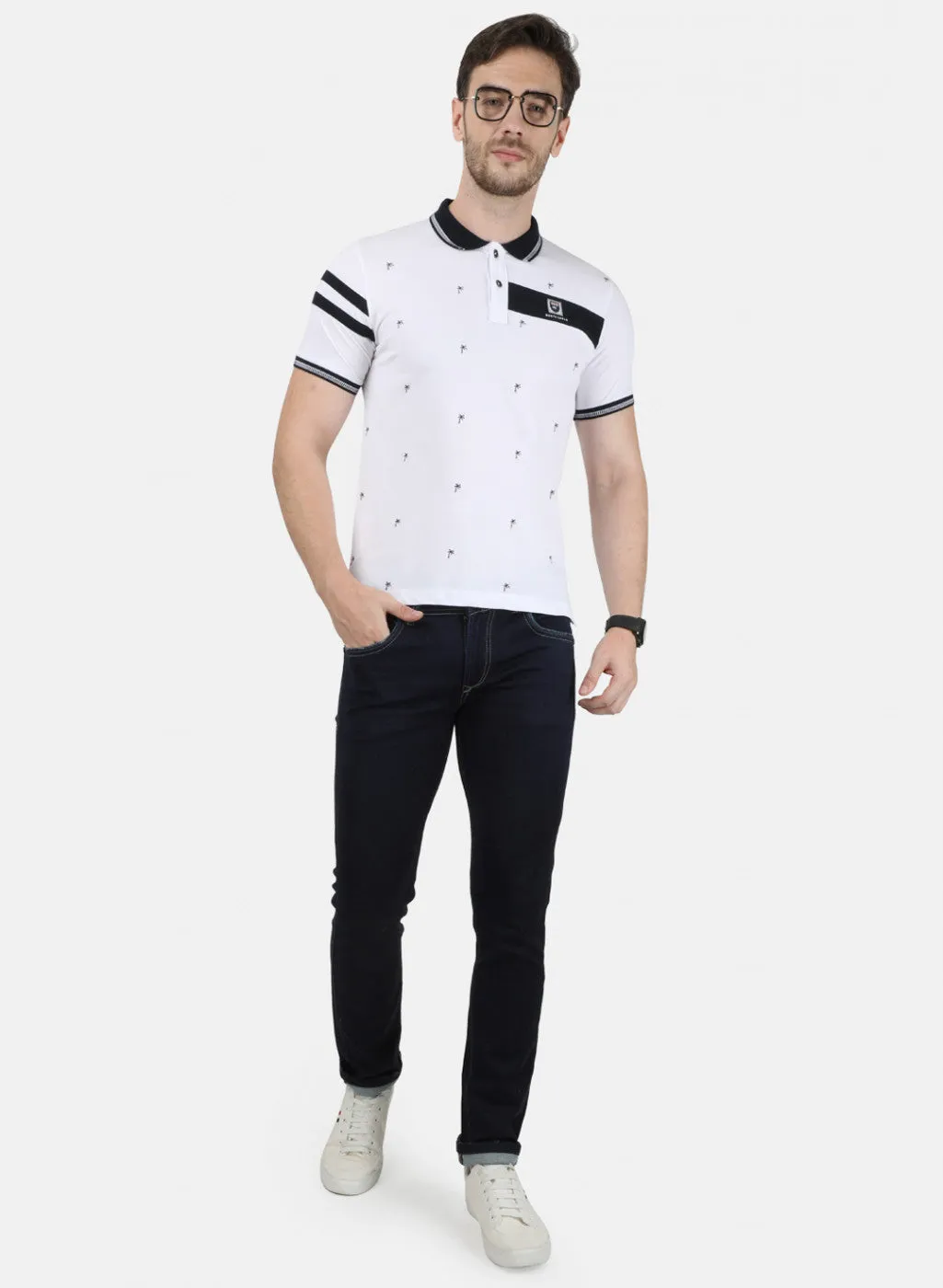 Mens White Plain Collar T-Shirts