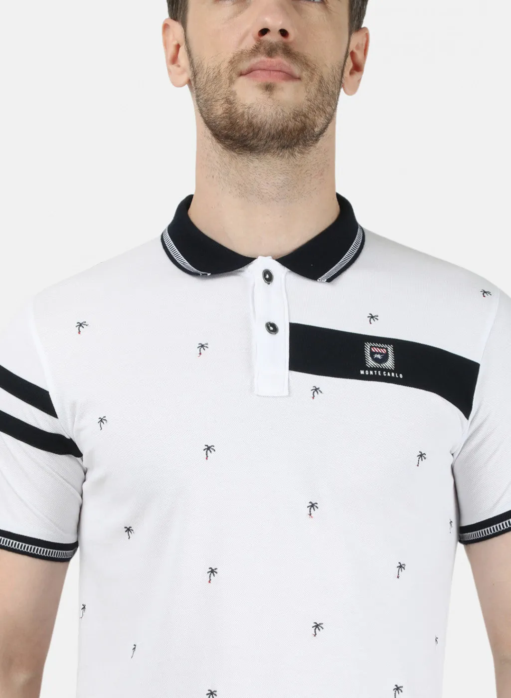 Mens White Plain Collar T-Shirts