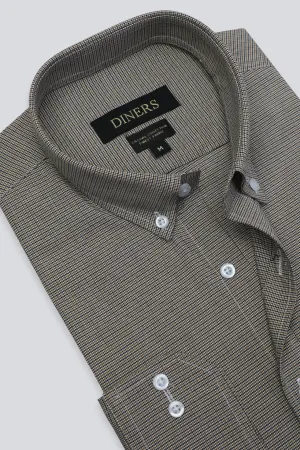 Multicolor Houndstooth Textured Casual Shirt