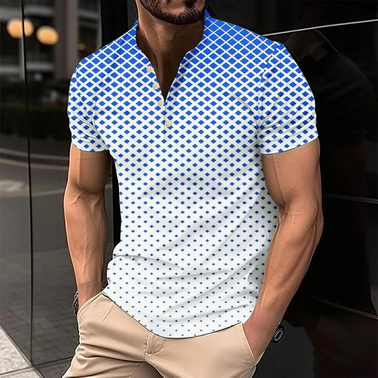 Muscularfit T-Shirts for Men Graphic Funny Short Sleeve Quarter Zipper Polo Shirt Summer Causal Stylish Gym Workout Pullover