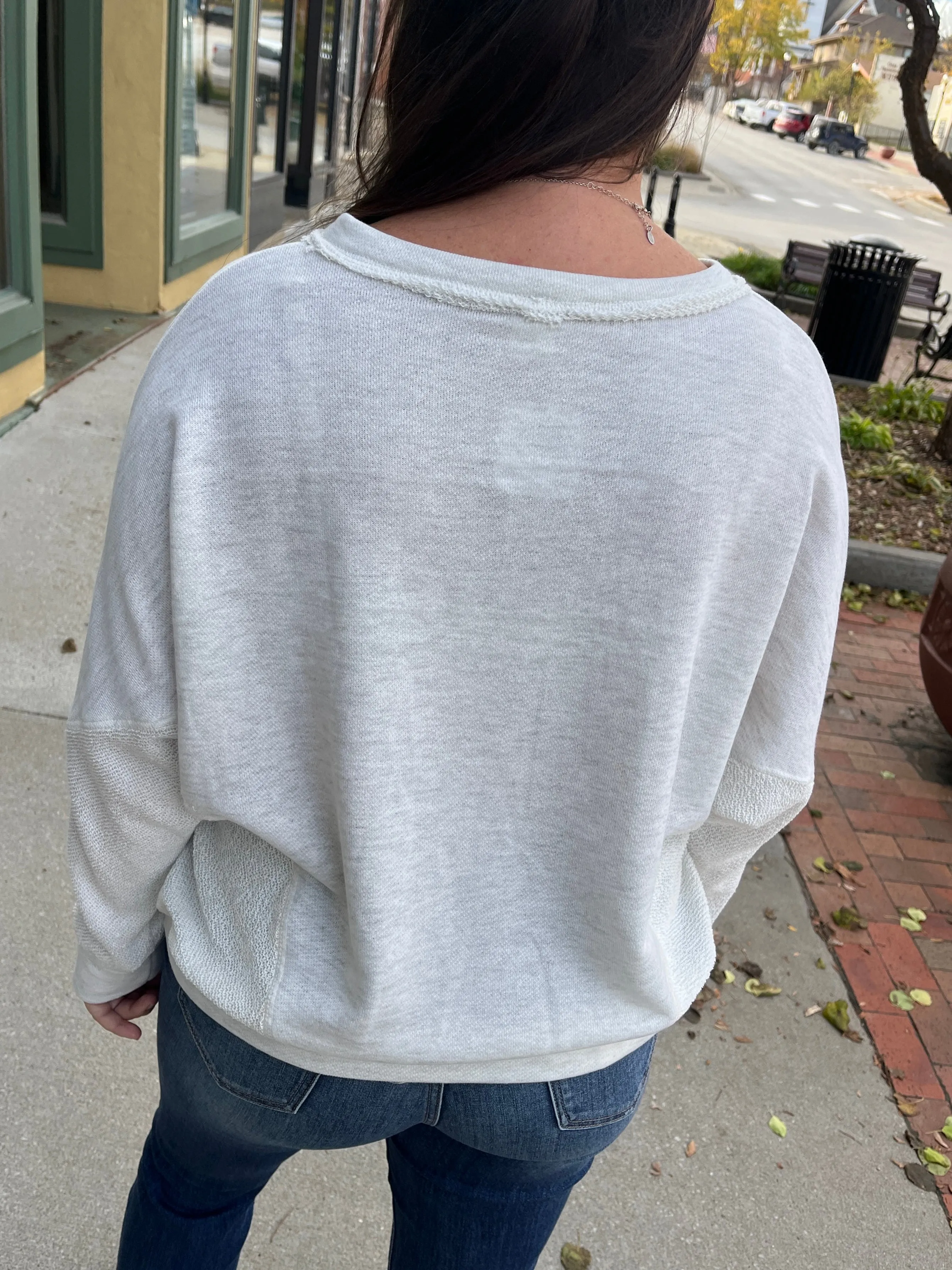 Oatmeal V-Neck Sweatshirt