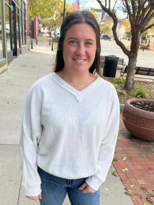 Oatmeal V-Neck Sweatshirt