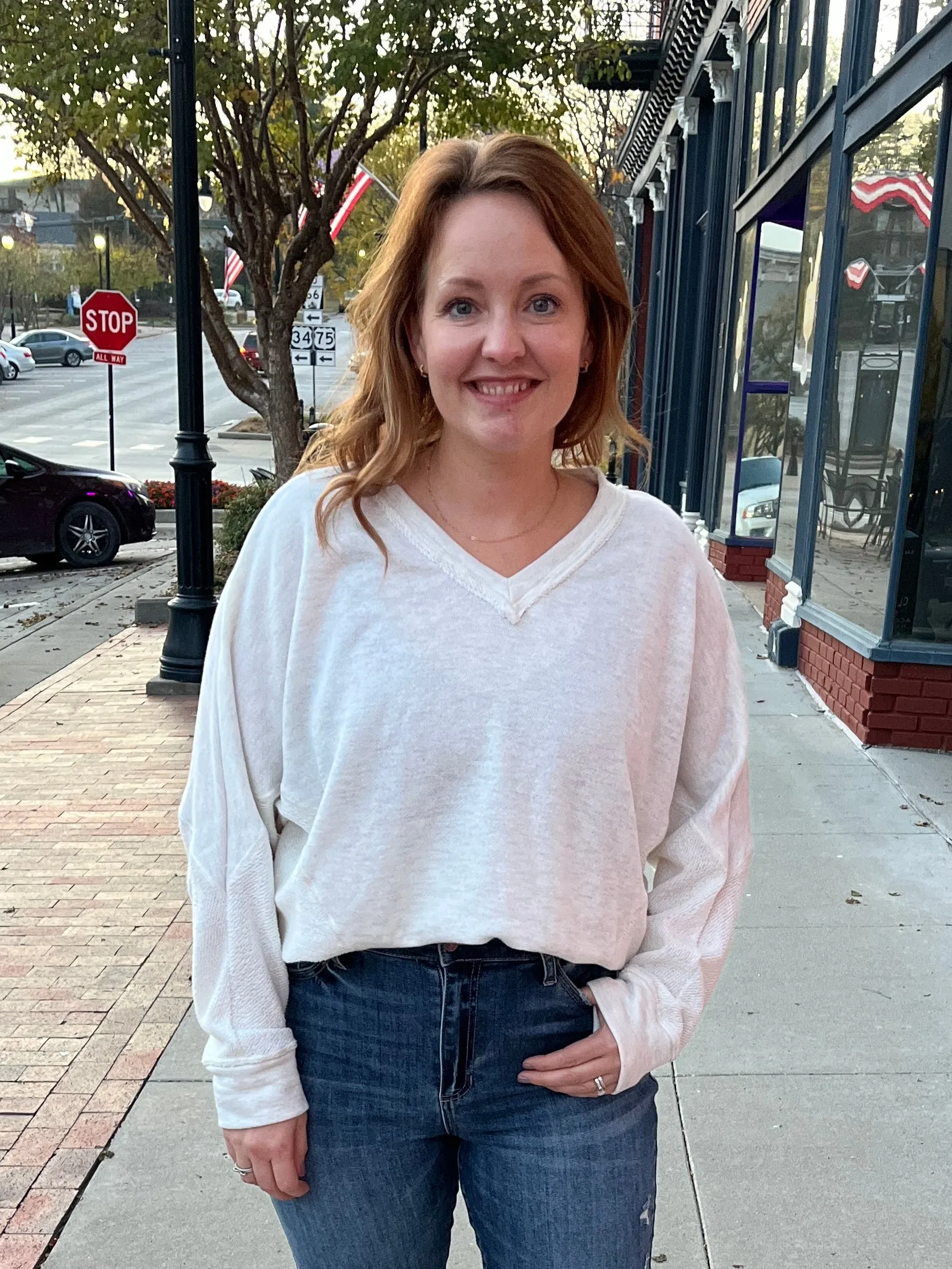 Oatmeal V-Neck Sweatshirt