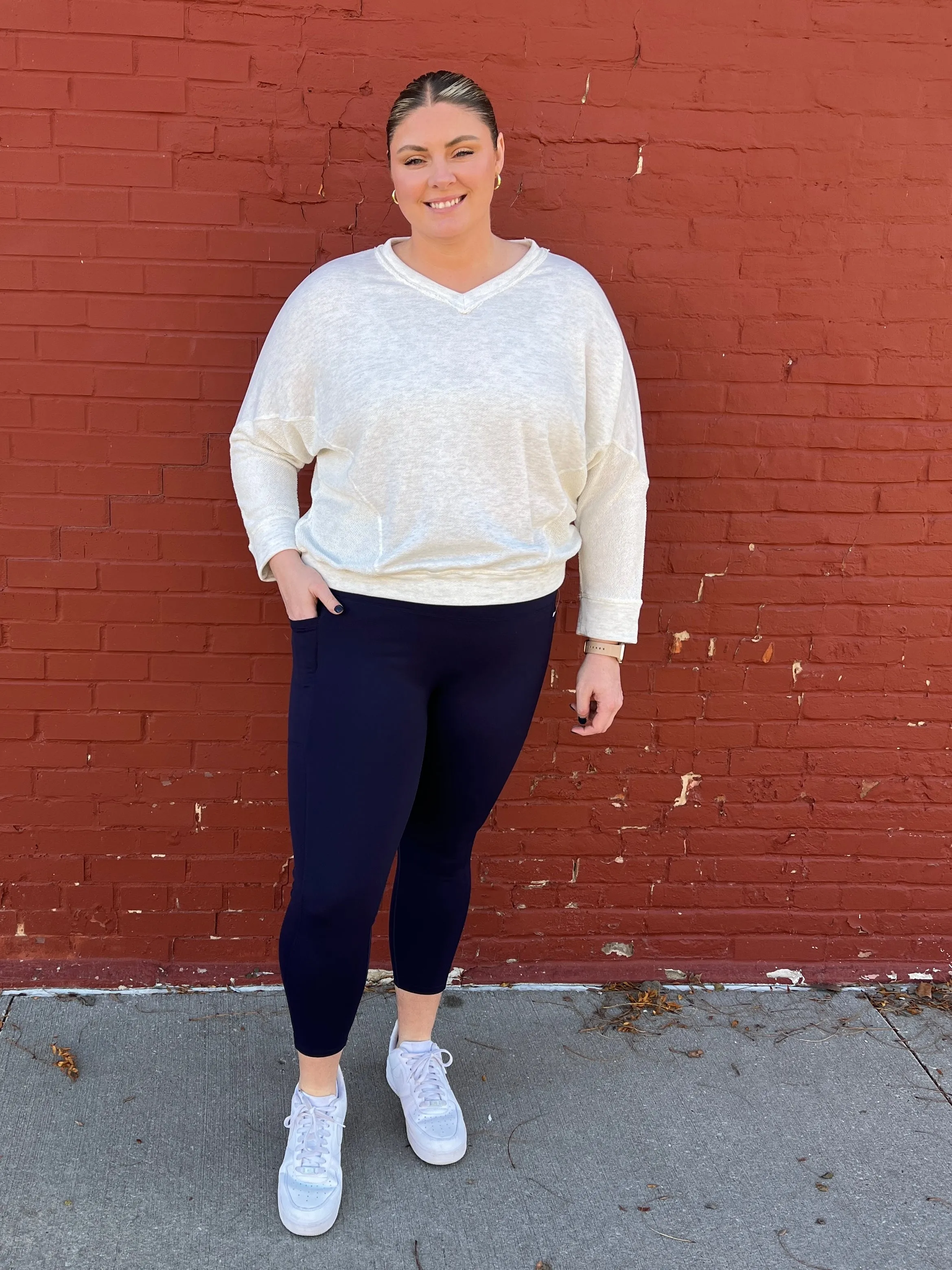 Oatmeal V-Neck Sweatshirt
