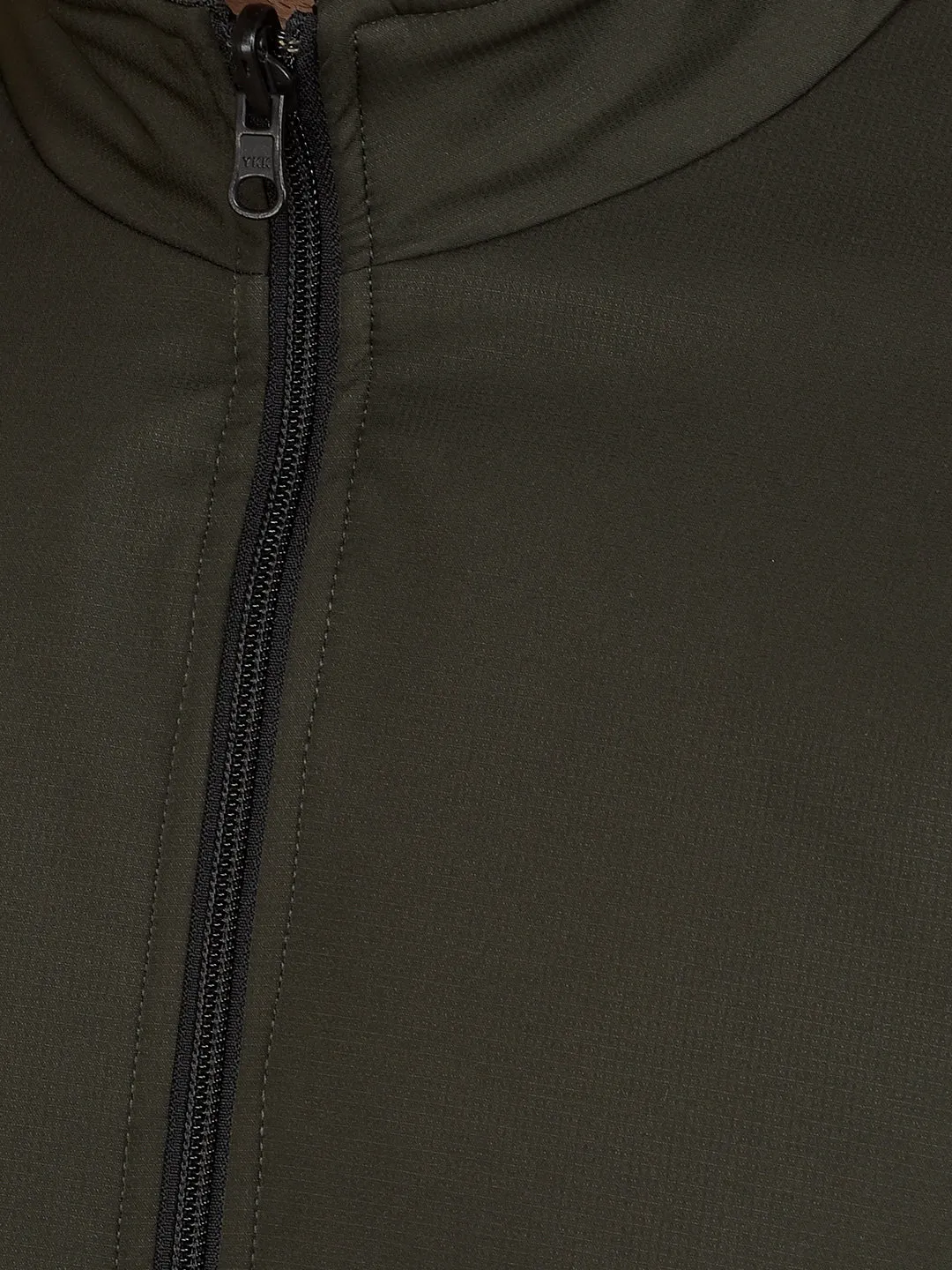 Olive Mock Neck Bomber Reversible Jacket