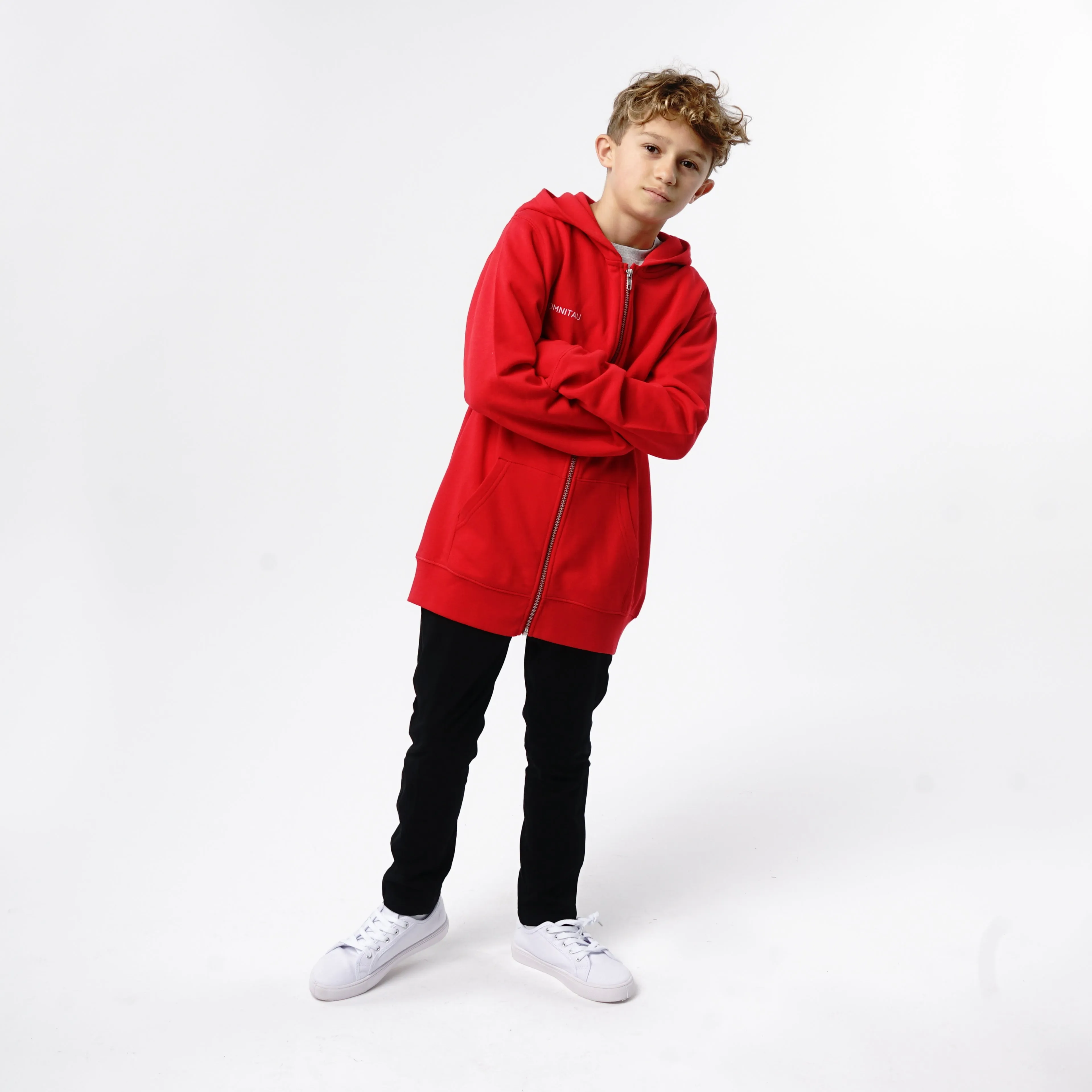 Omnitau Kid's Team Sports Organic Cotton Full Zip Hoodie - Red
