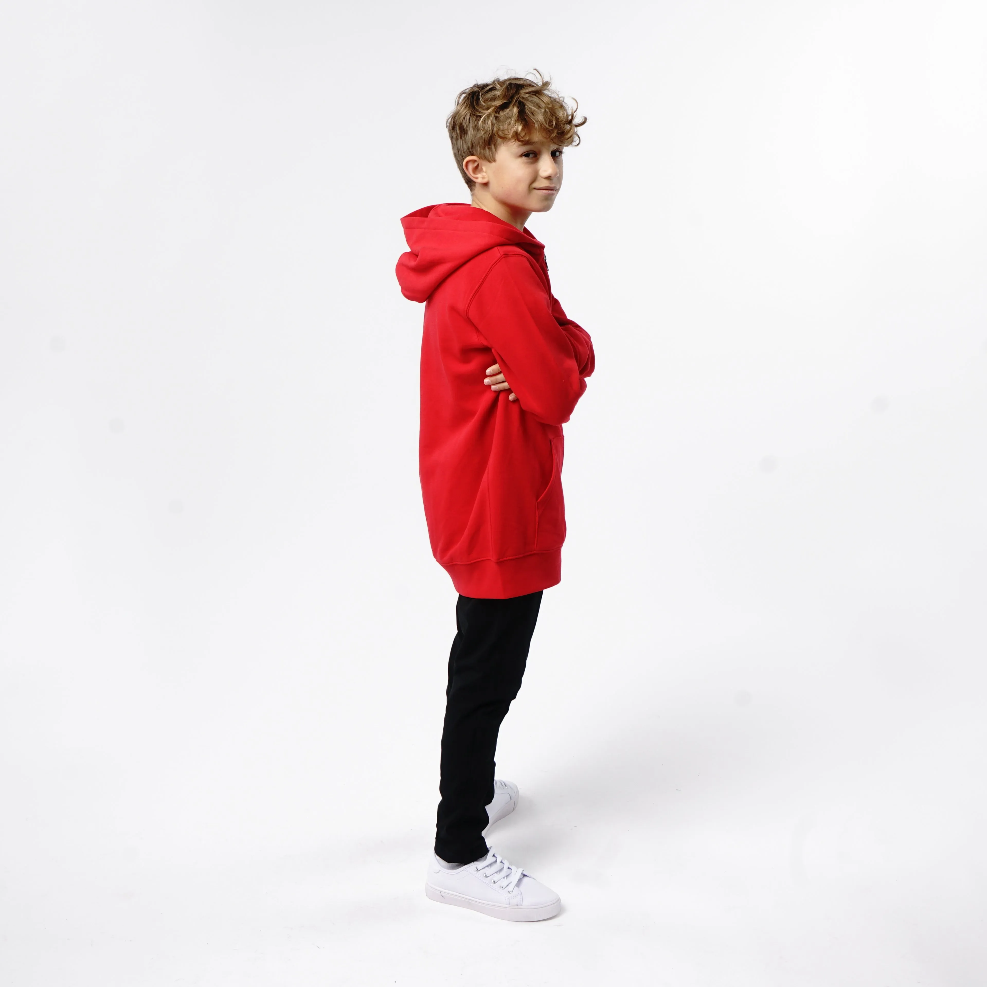 Omnitau Kid's Team Sports Organic Cotton Full Zip Hoodie - Red