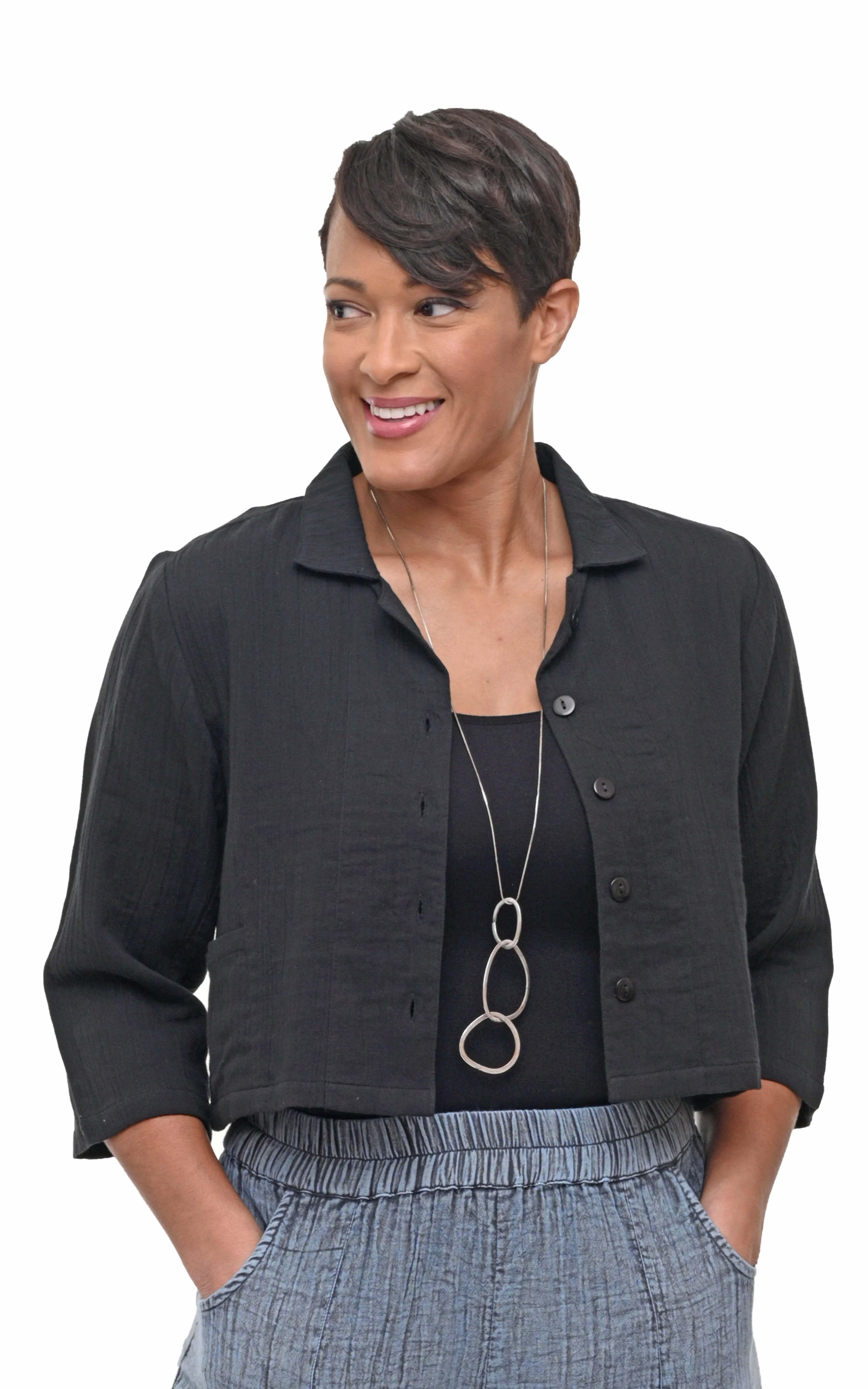 Parker Womens Jacket Cotton Gauze in Black