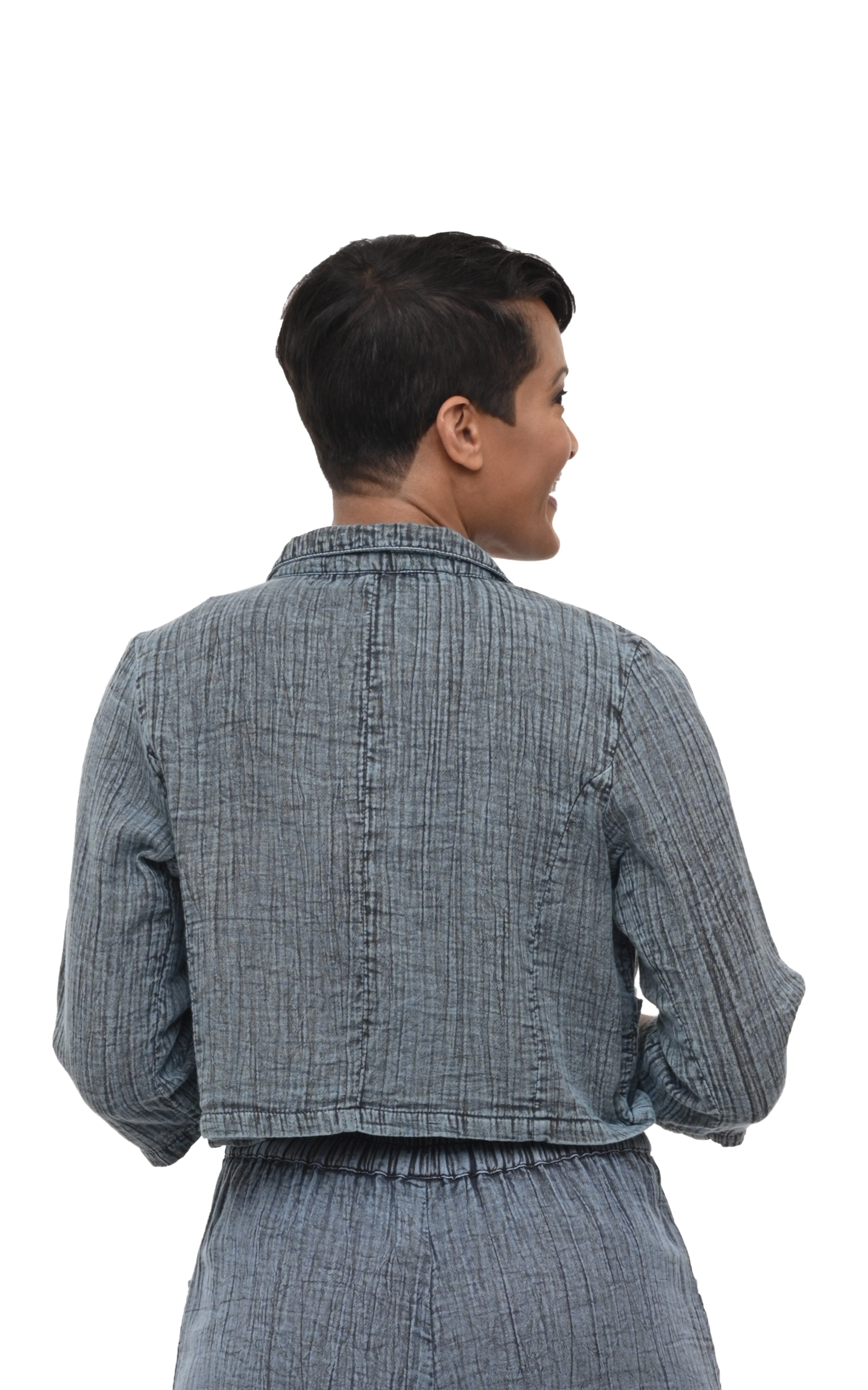 Parker Womens Jacket Cotton Gauze in Stormy