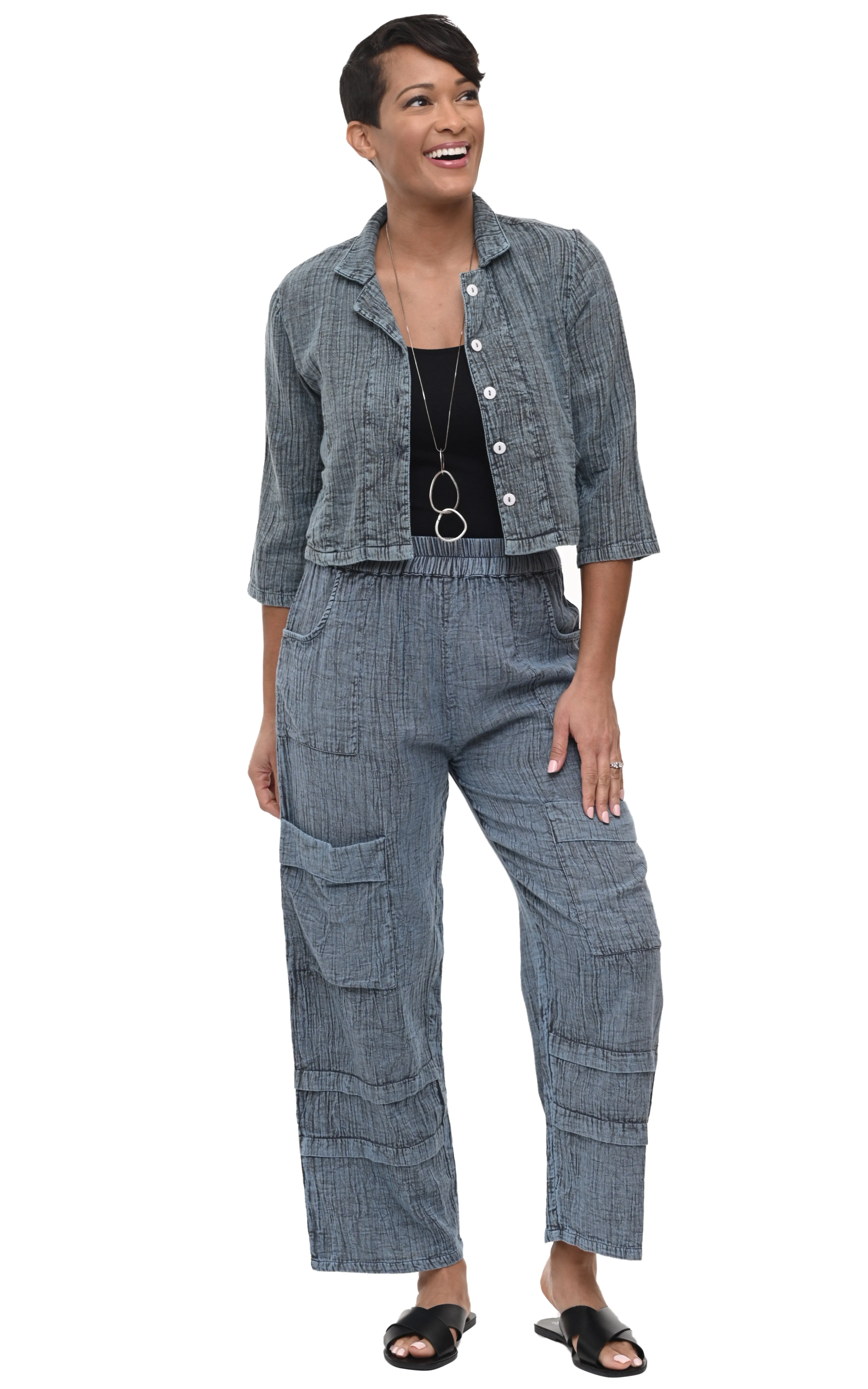 Parker Womens Jacket Cotton Gauze in Stormy