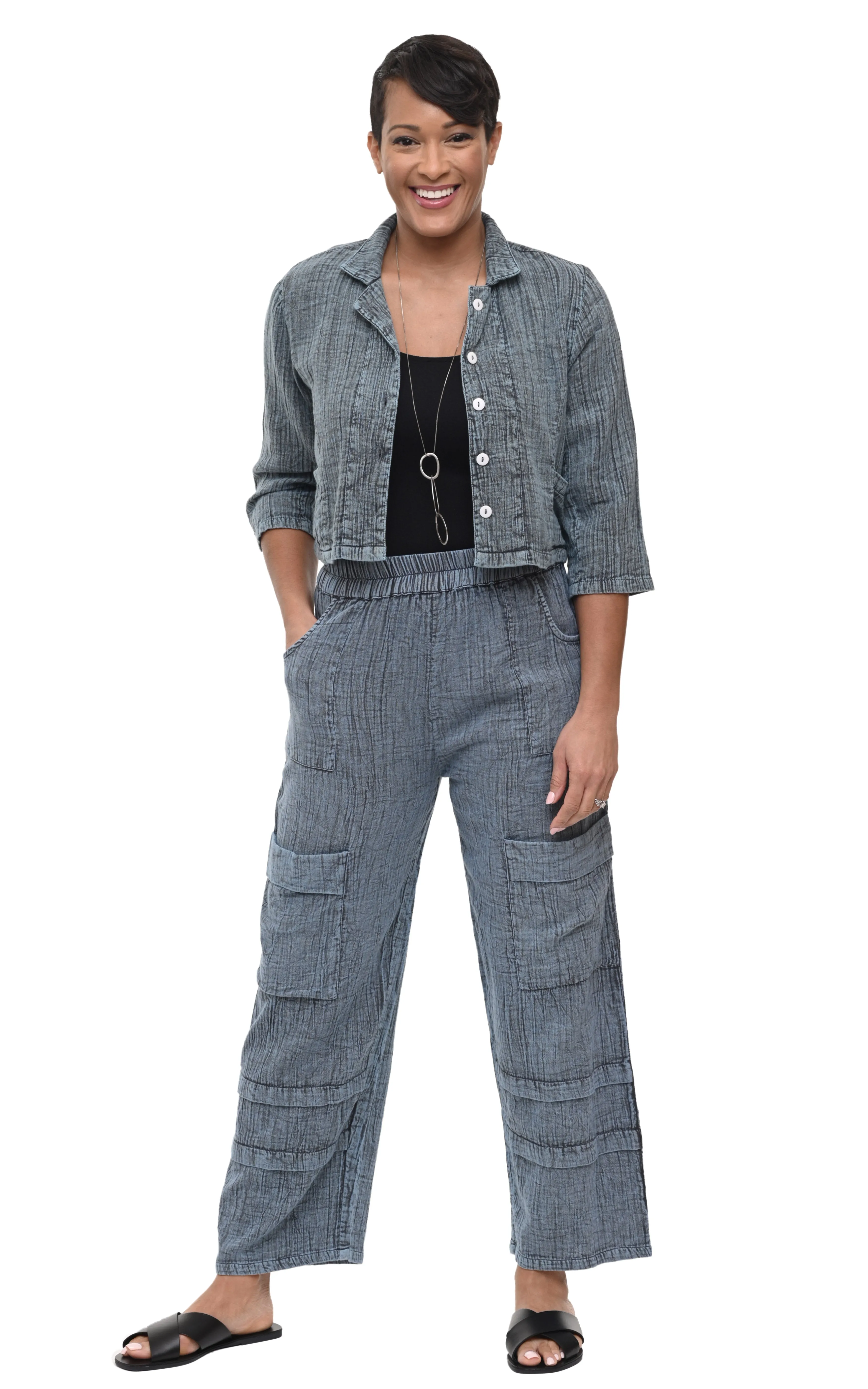Parker Womens Jacket Cotton Gauze in Stormy