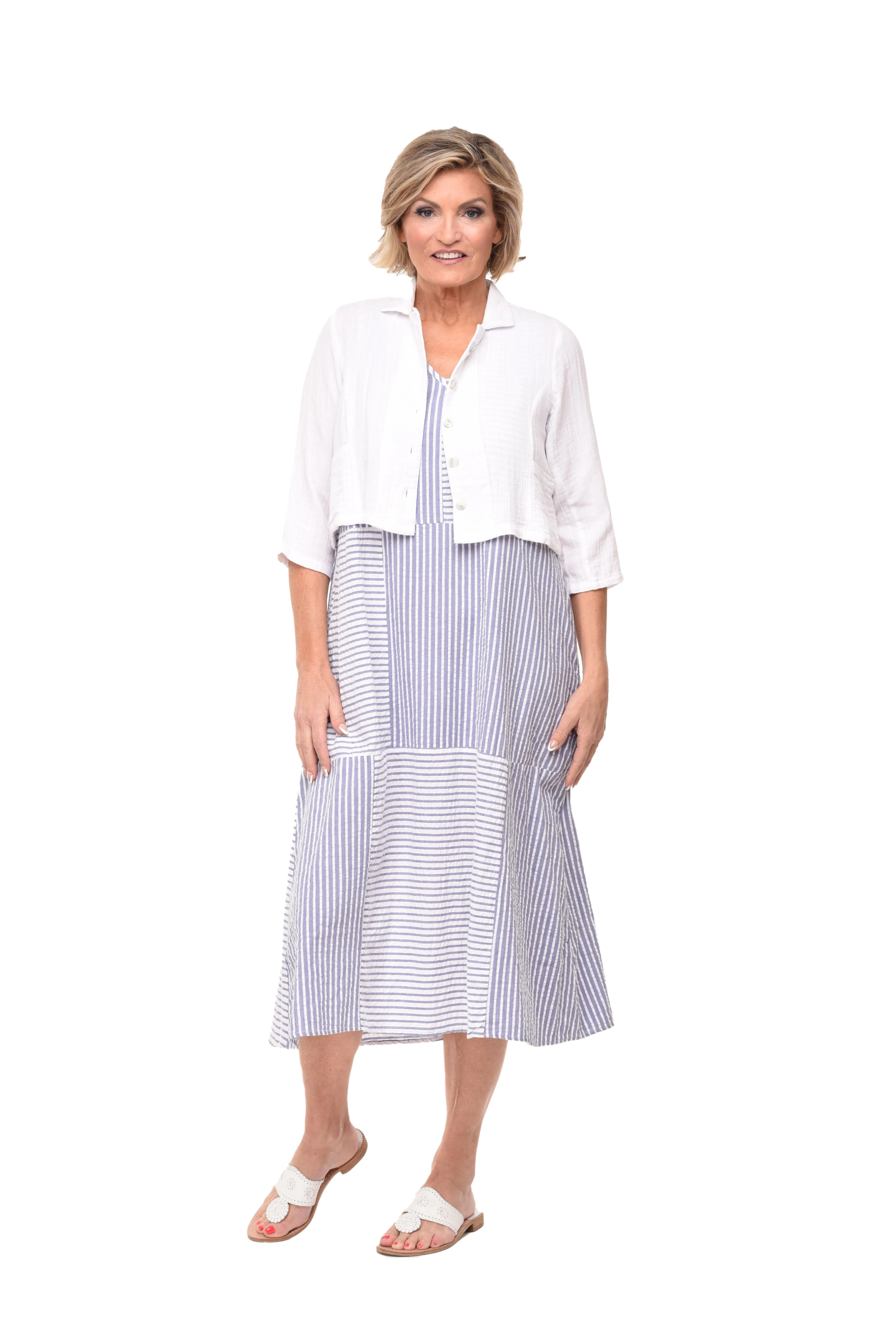 Parker Womens Jacket Top Cotton Gauze in White