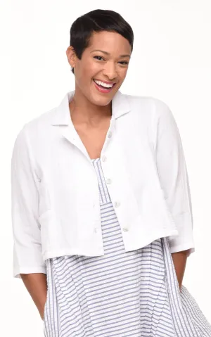 Parker Womens Jacket Top Cotton Gauze in White