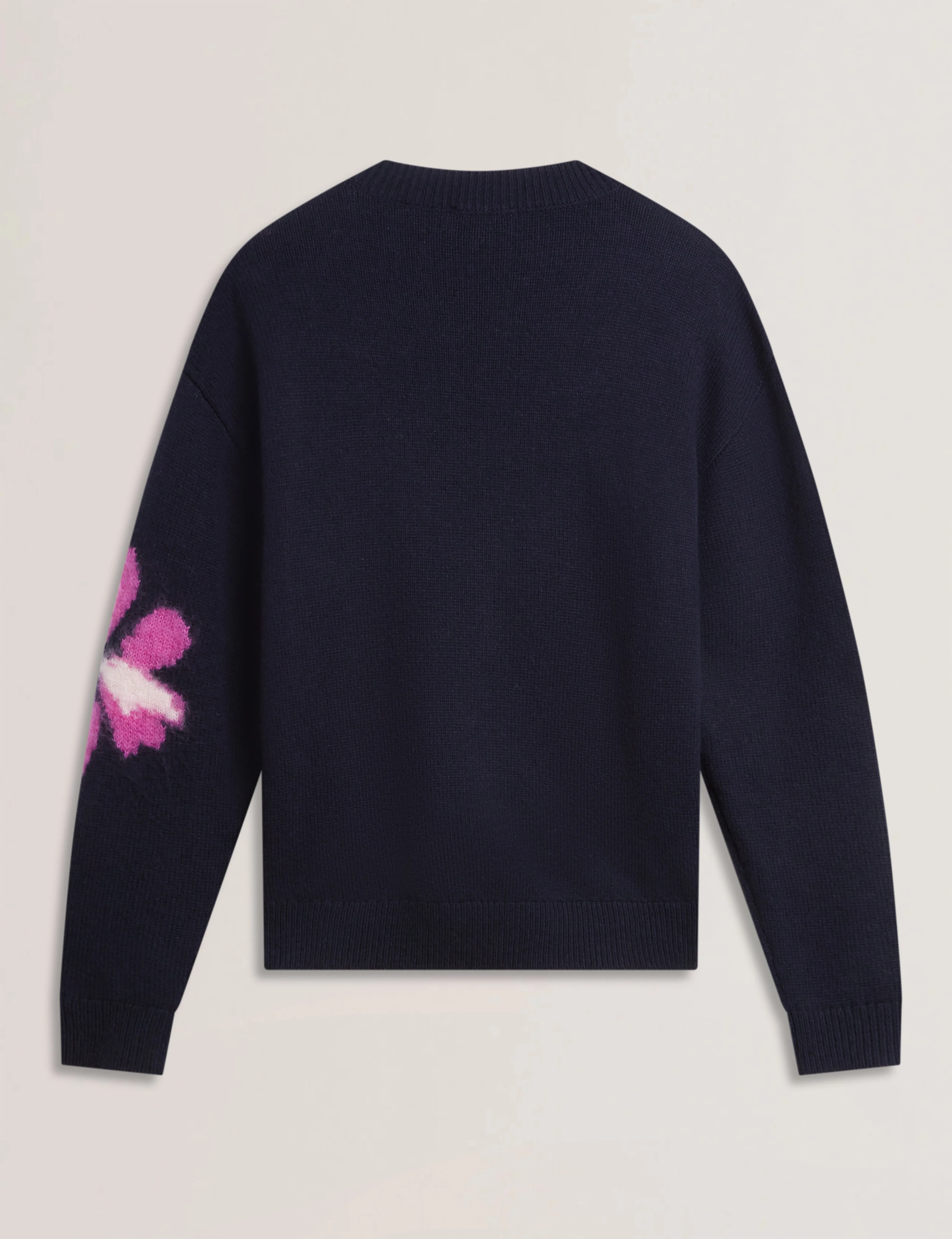 Pipann Intarsia Knitted Floral Sweater Navy
